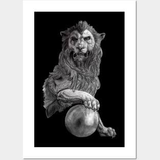 Sculpture Lion in Pencil Posters and Art